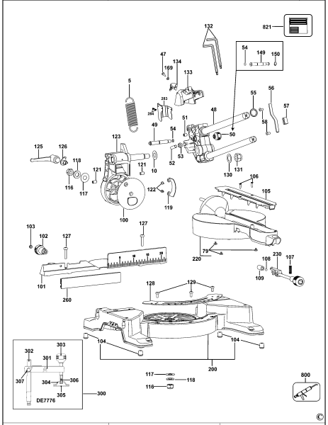 DEWALT Ersatzteile GEHRUNGSSÄGE DWS777 Typ: 1 QS