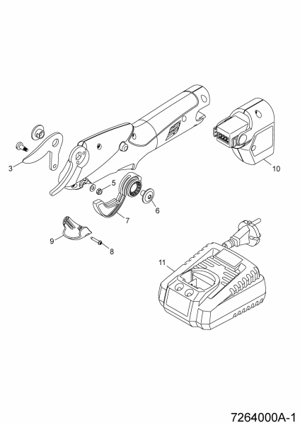 Ersatzteile WOLF-Garten Akku Schere RR 3000 Typ: 7264000  (2013) Grundgerät 