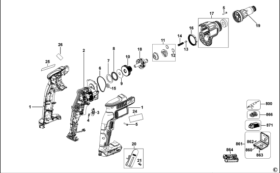 DEWALT Ersatzteile AKKU-SCHAUBENDREHER DCF622 Typ: 1 QW