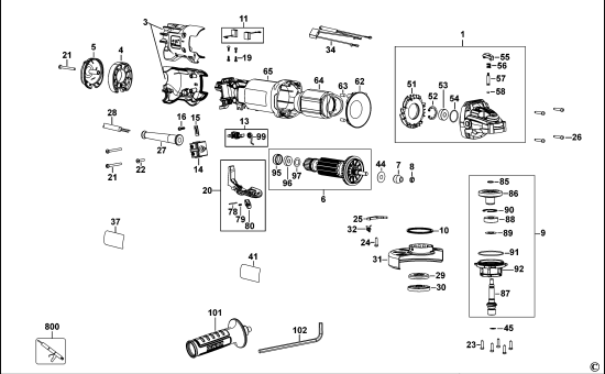 DEWALT Ersatzteile KLEINER WINKELSCHLEIFER DWE4202 Typ: 3 QS