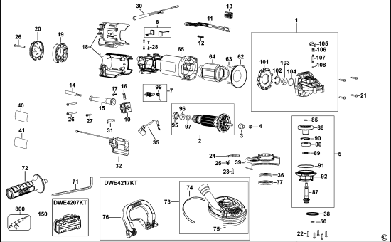 DEWALT Ersatzteile KLEINER WINKELSCHLEIFER DWE4206 Typ: 3 QS