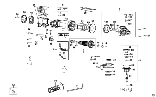 DEWALT Ersatzteile KLEINER WINKELSCHLEIFER DWE4233 Typ: 3 QS