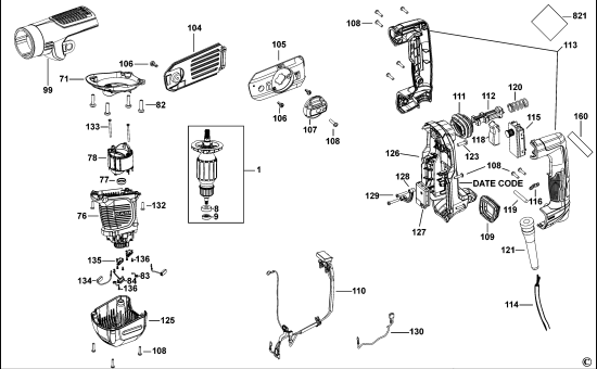 DEWALT Ersatzteile MEISSELHAMMER D25810 Typ: 1 QS