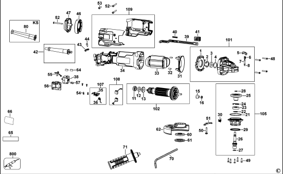 DEWALT Ersatzteile KLEINER WINKELSCHLEIFER DWE4238 Typ: 1 KS