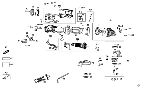 DEWALT Ersatzteile WINKELSCHLEIFER DWE4263 Typ: 1 XJ