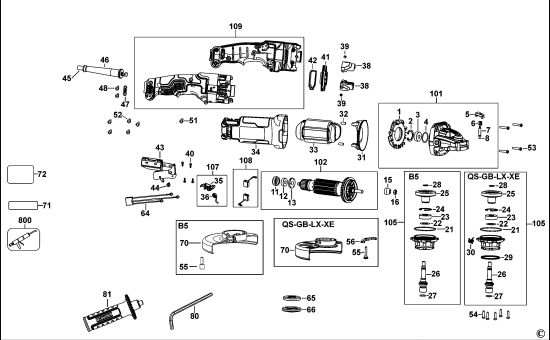 DEWALT Ersatzteile WINKELSCHLEIFER DWE4277 Typ: 1 QS
