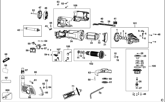 DEWALT Ersatzteile KLEINER WINKELSCHLEIFER DWE46105 Typ: 1 QS
