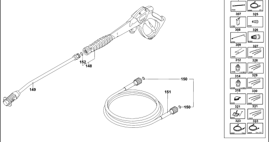 DEWALT Ersatzteile HOCHDRUCKREINIGER DXPW003E Typ: 1 QS