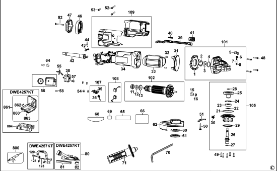 DEWALT Ersatzteile KLEINER WINKELSCHLEIFER DWE4257 Typ: 1 KS