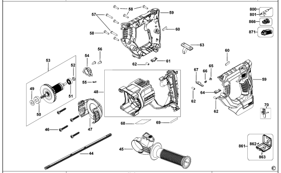 DEWALT Ersatzteile BOHRHAMMER DCH033 Typ: 1 XJ