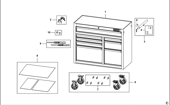 DEWALT Ersatzteile HEIMWERKERBANK DWMT1-74434 Typ: 1 XJ