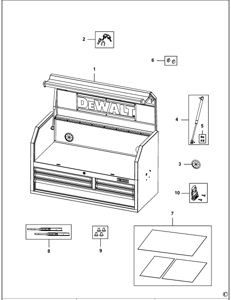 DEWALT Ersatzteile ARBEITSPLATZ DWMT1-74433 Typ: 1 XJ