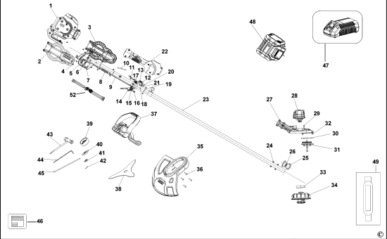 DEWALT Ersatzteile RASENTRIMMER DCM571 Typ: 1 QW