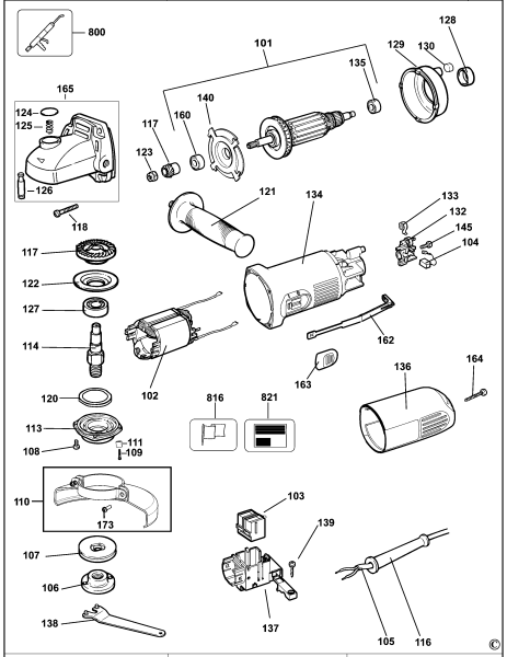 DEWALT Ersatzteile KLEINER WINKELSCHLEIFER DWE4015 Typ: 20 KS