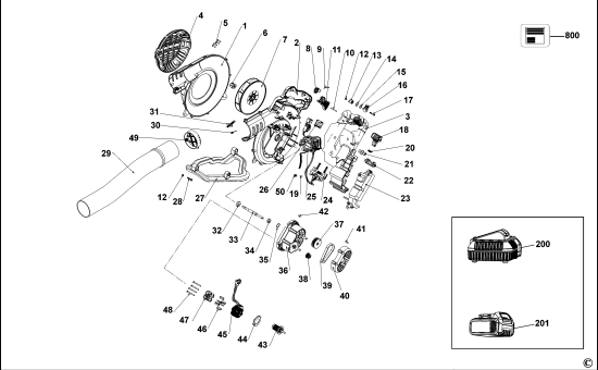 DEWALT Ersatzteile GEBLÄSESTAUBSAUGER DCM582 Typ: 1 QW