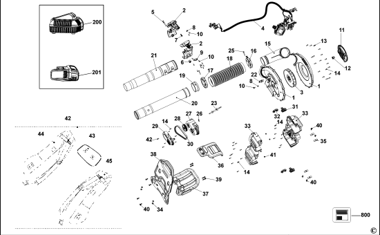 DEWALT Ersatzteile GEBLÄSESTAUBSAUGER DCM587 Typ: 1 QW