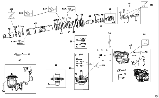 DEWALT Ersatzteile DREHBOHRHAMMER DCH323 Typ: 1 QW