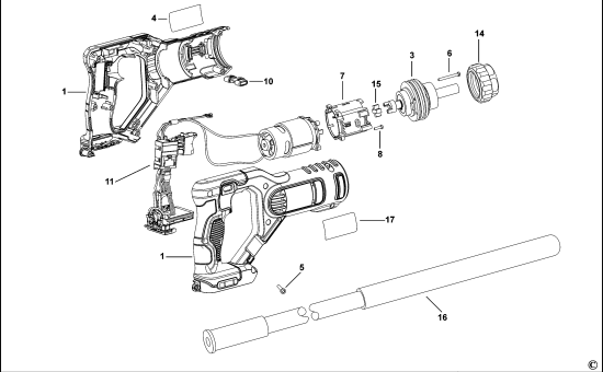 DEWALT Ersatzteile BETONVERDICHTER DCE531 Typ: 1 XJ