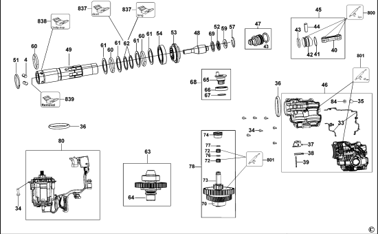 DEWALT Ersatzteile BOHRHAMMER DCH334 Typ: 1 QW