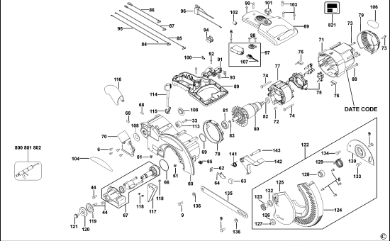DEWALT Ersatzteile GEHRUNGSSÄGE DW712 Typ: 6 QS