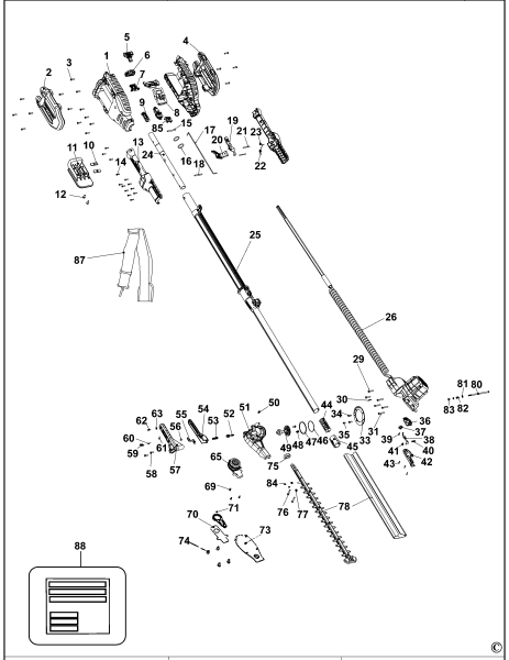 DEWALT Ersatzteile HECKENSCHERE DCM586N Typ: 1 XJ