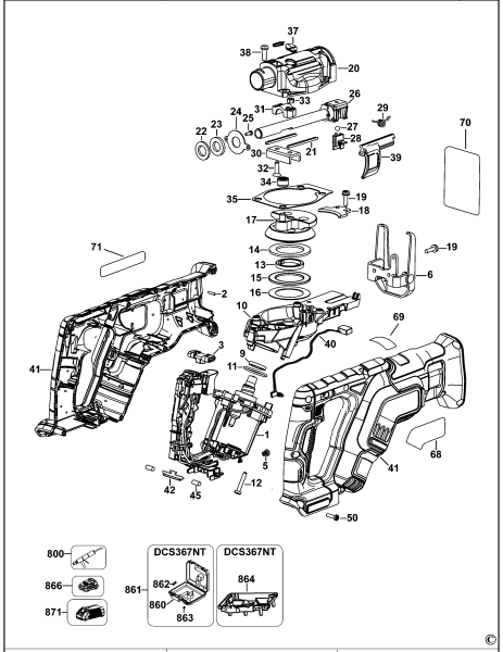 DEWALT Ersatzteile AKKU SÄBELSÄGE DCS367 Typ: 1 QW