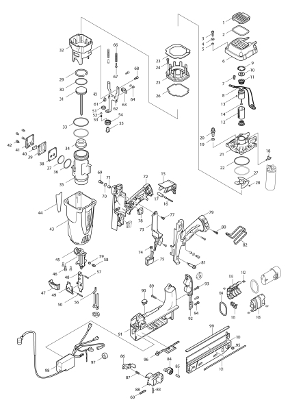 Makita Ersatzteile Akku-Gas-Stauchkopfnagler GF600
