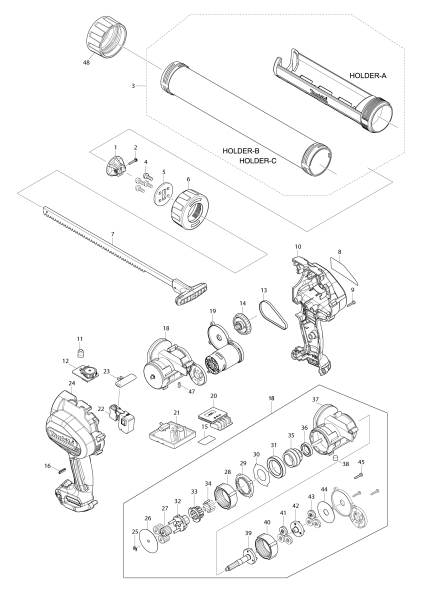 Makita Ersatzteile Akku-Kartuschenpistole  CG100D