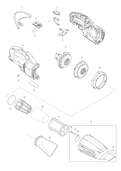 Makita Ersatzteile Akku-Staubsauger CL108FD