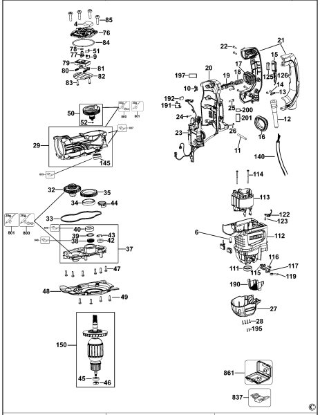 DEWALT Ersatzteile DREHHAMMER D25773 Typ: 1 QS