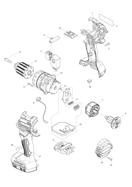 Makita Ersatzteile Akku-Schlagbohrschrauber DHP484