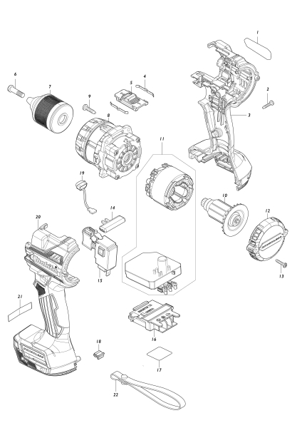 Makita Ersatzteile Akku-Schlagbohrschrauber DHP486