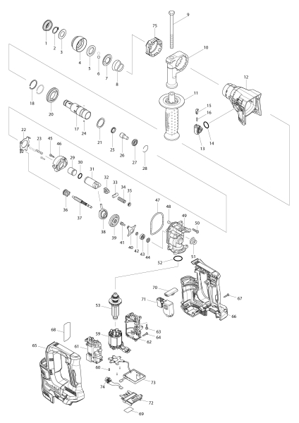 Makita Ersatzteile Akku-Bohrhammer DHR171