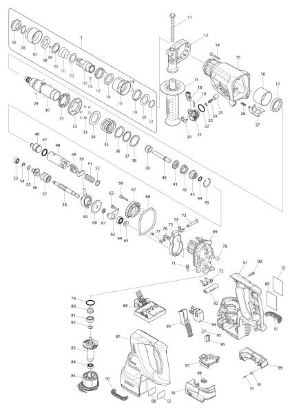 Makita Ersatzteile Akku-Kombihammer DHR243