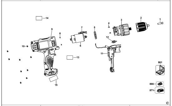 DEWALT Ersatzteile AKKU-BOHRMASCHINE DCD716 Typ: 1 KS