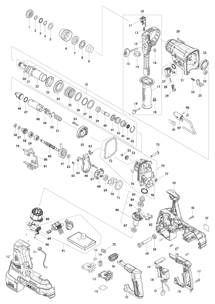 Makita Ersatzteile Akku-Kombihammer DHR280