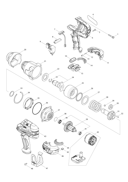 Makita Ersatzteile Akku-Schlagschrauber DTW1001