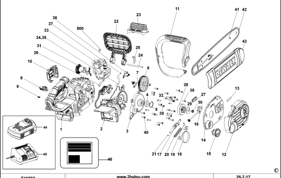 DEWALT Ersatzteile KETTENSÄGE DCM565 Typ: 1 QW
