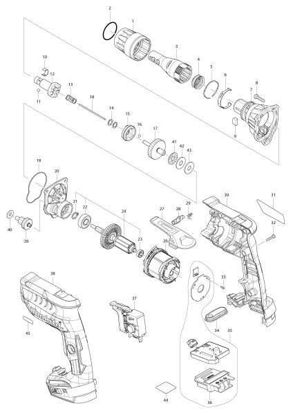Makita Ersatzteile Akku-Schnellbauschrauber DFS250