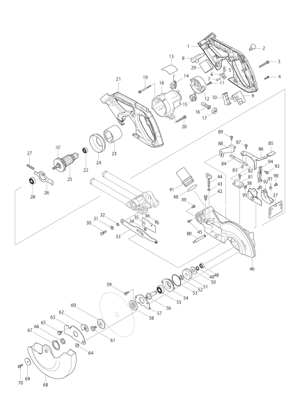 Makita Ersatzteile Akku-Kapp- und Gehrungssäge DLS713