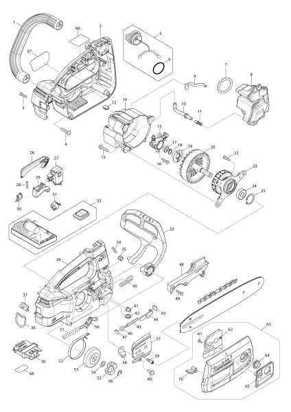 Makita Ersatzteile Akku-Kettensäge DUC254