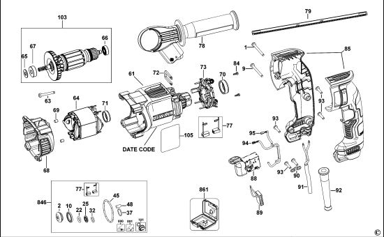 DEWALT Ersatzteile DREHHAMMER D25133 Typ: 15 KS
