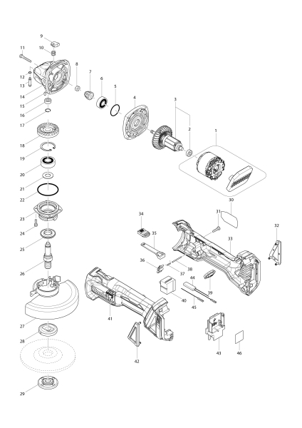 Makita Ersatzteile Akku-Winkelschleifer DGA504