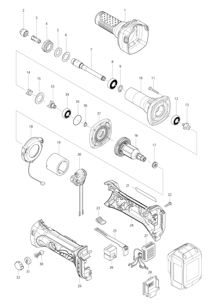 Makita Ersatzteile Akku-Geradschleifer DGD800