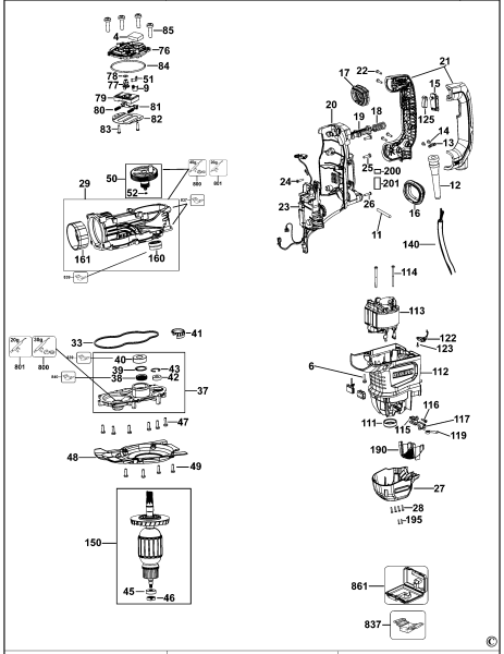 DEWALT Ersatzteile MEISSELHAMMER D25892 Typ: 1 KS