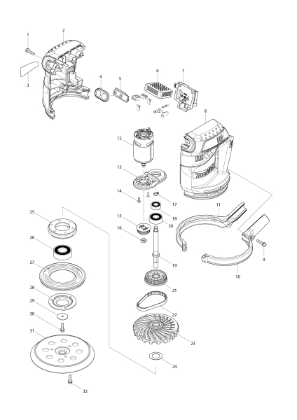 Makita Ersatzteile Akku-Exzenterschleifer DBO180