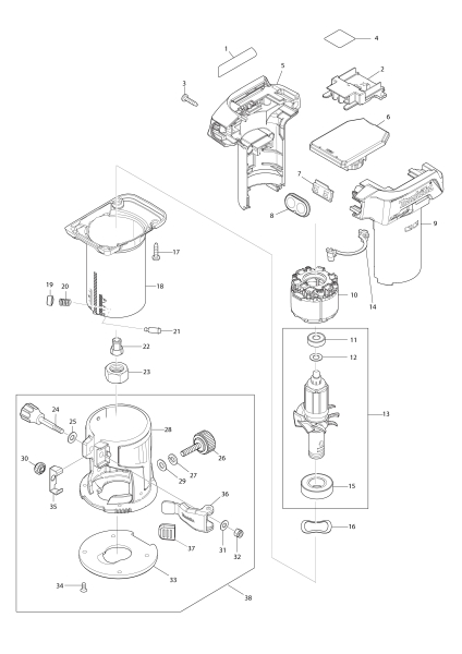 Makita Ersatzteile Akku-Multifunktionsfräse DRT50