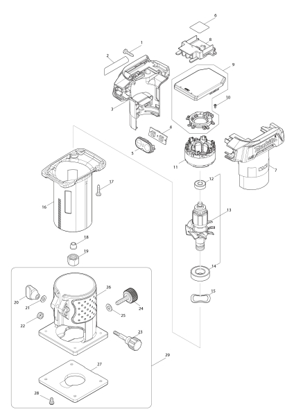 Makita Ersatzteile Akku-Kantenfräse DRT52