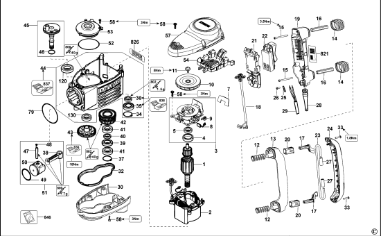 DEWALT Ersatzteile MEISSELHAMMER D25951K Typ: 1 QS