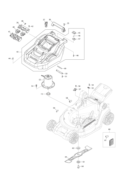 Makita Ersatzteile Akku-Rasenmäher DLM432